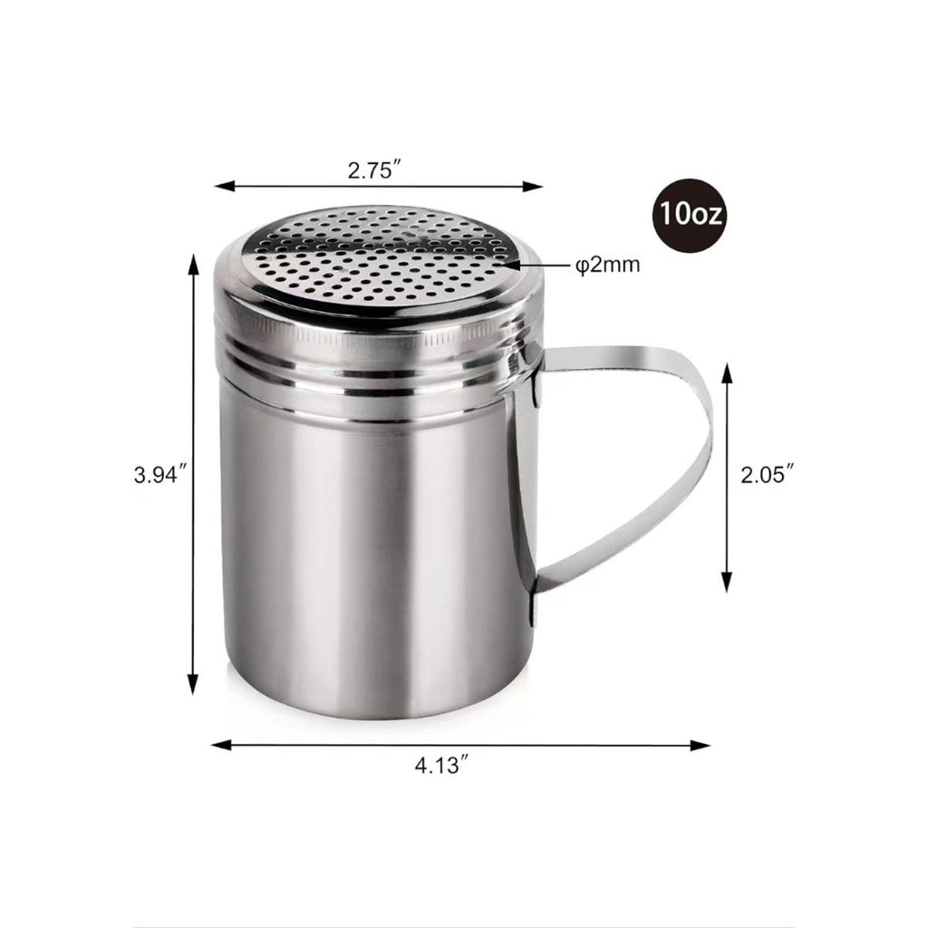 Stainless Steel Dredge Shaker Ideal For Salt, Spice, Sugar, Flour (4, 10 oz) Seasonings Spice Shakers With Holes