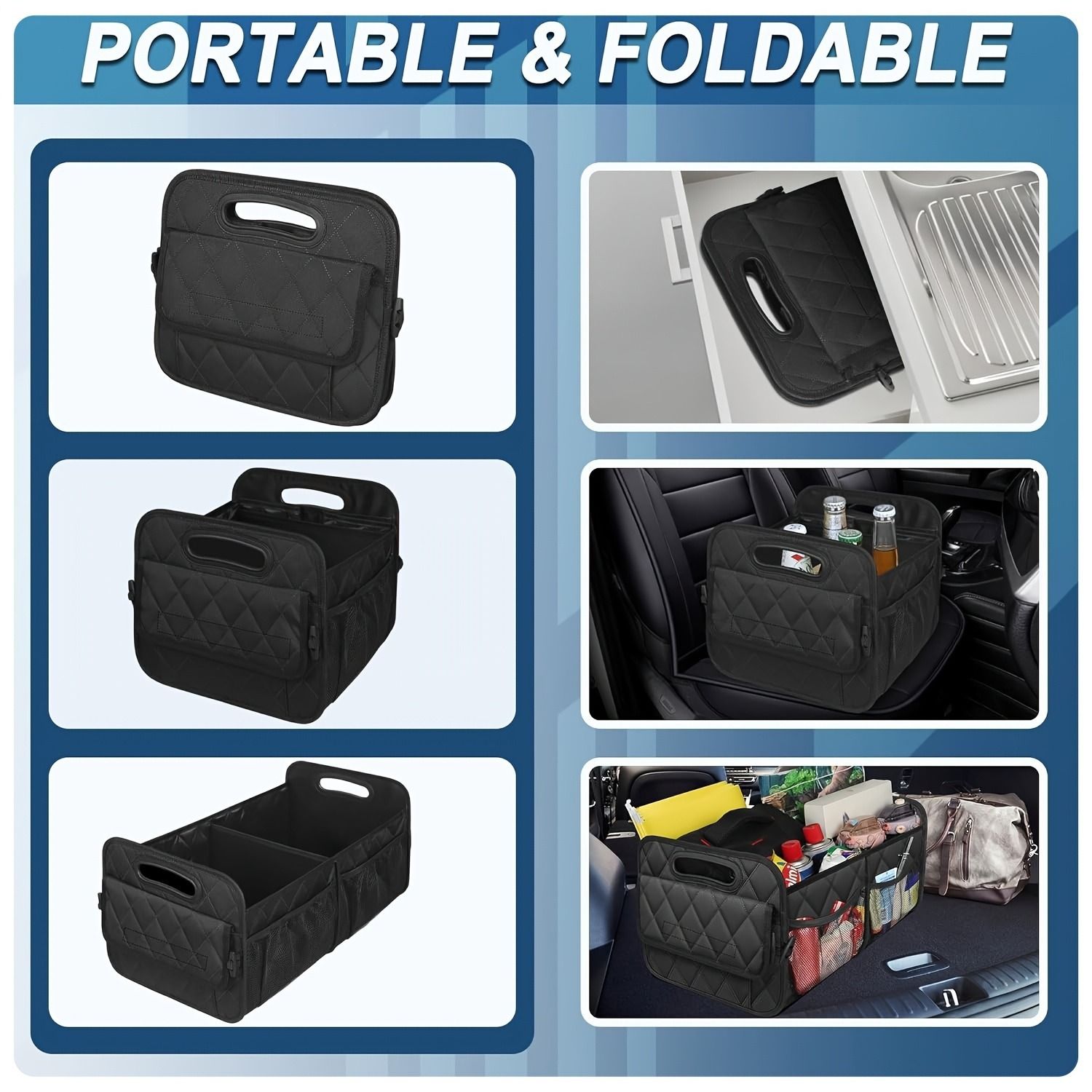 Car Trunk Organizer for SUV, Car Organizers and Storage with  Pocket, Car Accessories for Women/Men  Waterproof Polyester Trunk Organizer(Large)