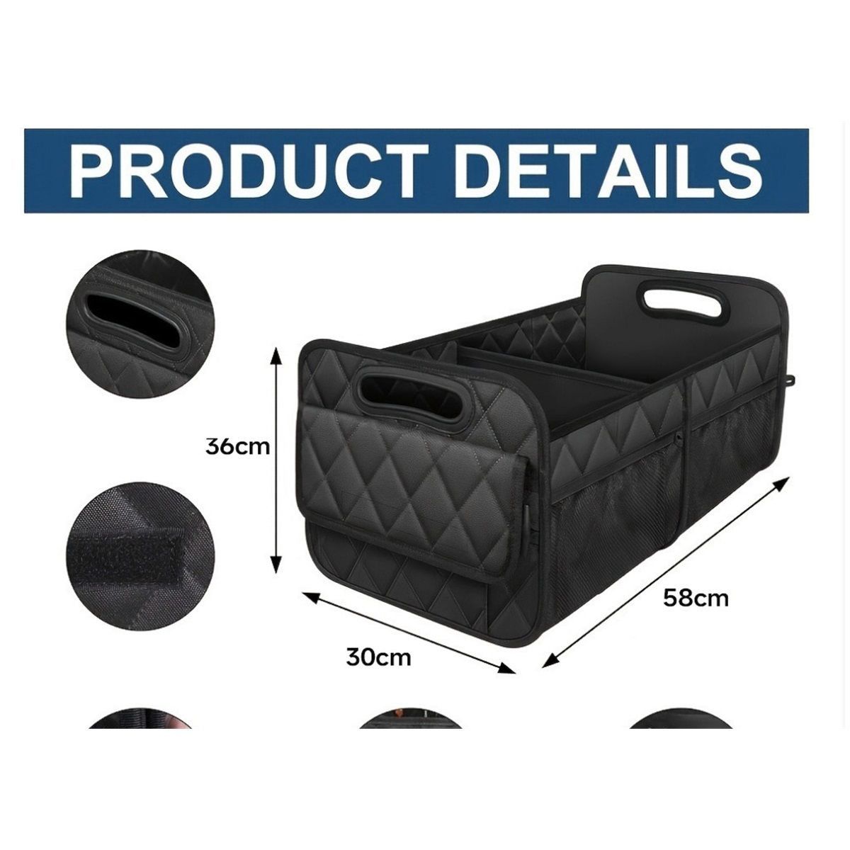 Car Trunk Organizer for SUV, Car Organizers and Storage with  Pocket, Car Accessories for Women/Men  Waterproof Polyester Trunk Organizer(Large)