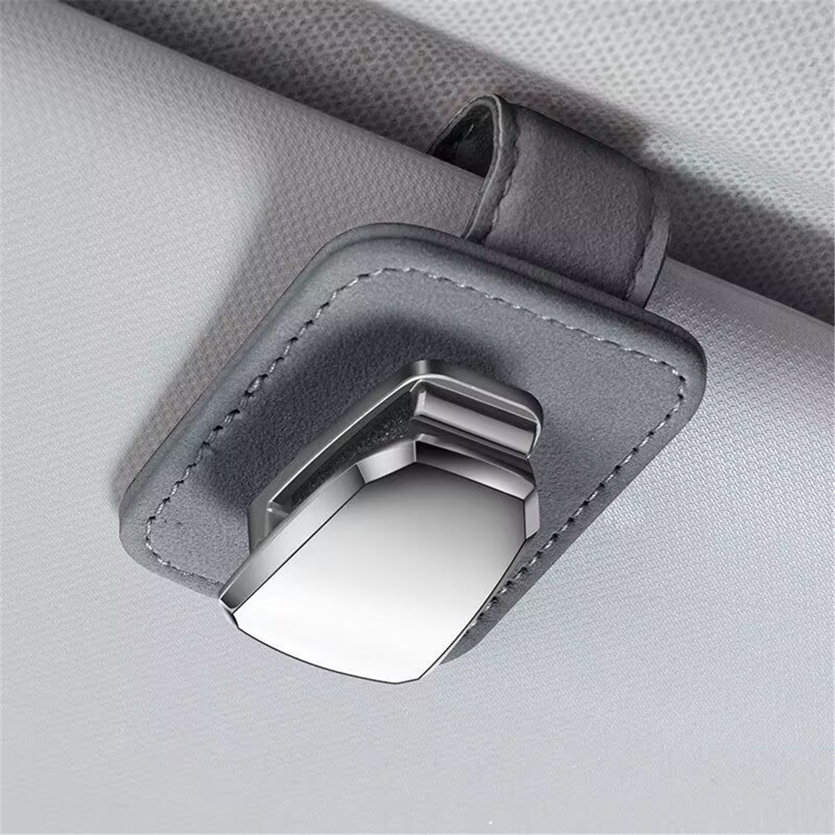 Sunglasses Holder for Car, One-Handed-Operation Leather Sunglasses Clip for Car Sun Visor, 5Pack Durable Eyeglasses Holder and Ticket Card Clip, Auto Interior Car Visor Accessories