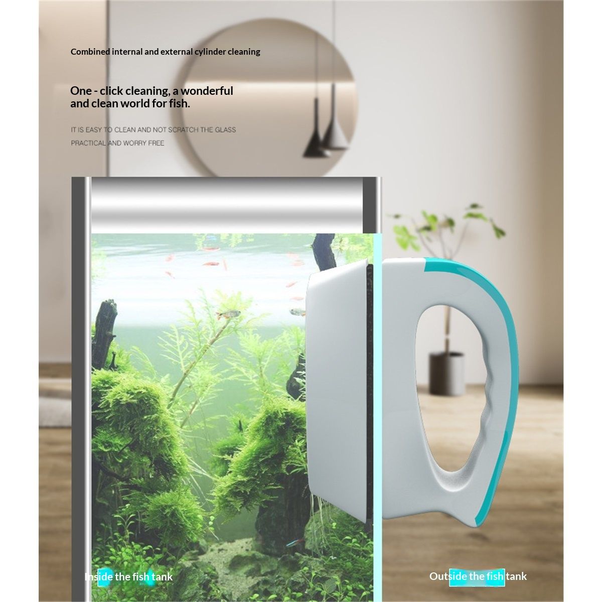 Magnetic Scrubber for Aquarium Fish Tank, Scratch-Free Glass Scraper, Keep Hands Dry, Non-Slip, Self-Floating Strong Cleaning Magnet, Aquarium Cleaner
