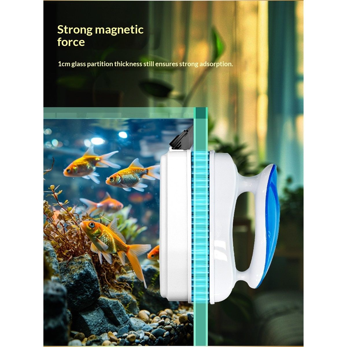 Aquarium Magnetic Glass Cleaner, Fish Tank Algae Scraper Brush Cleaning Tool Thickness Glass, Floating Scrubber Brush Cleaner for Acrylic,  Large