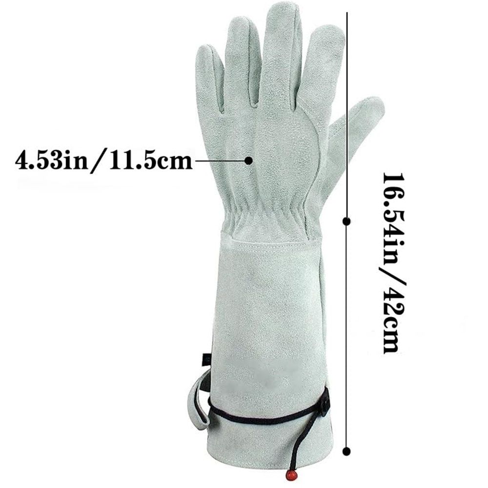 Thorn Proof Gardening Gloves, Long Gardening Gloves for Men & Women, Breathable Cowhide Leather Padded Yard Work（white）