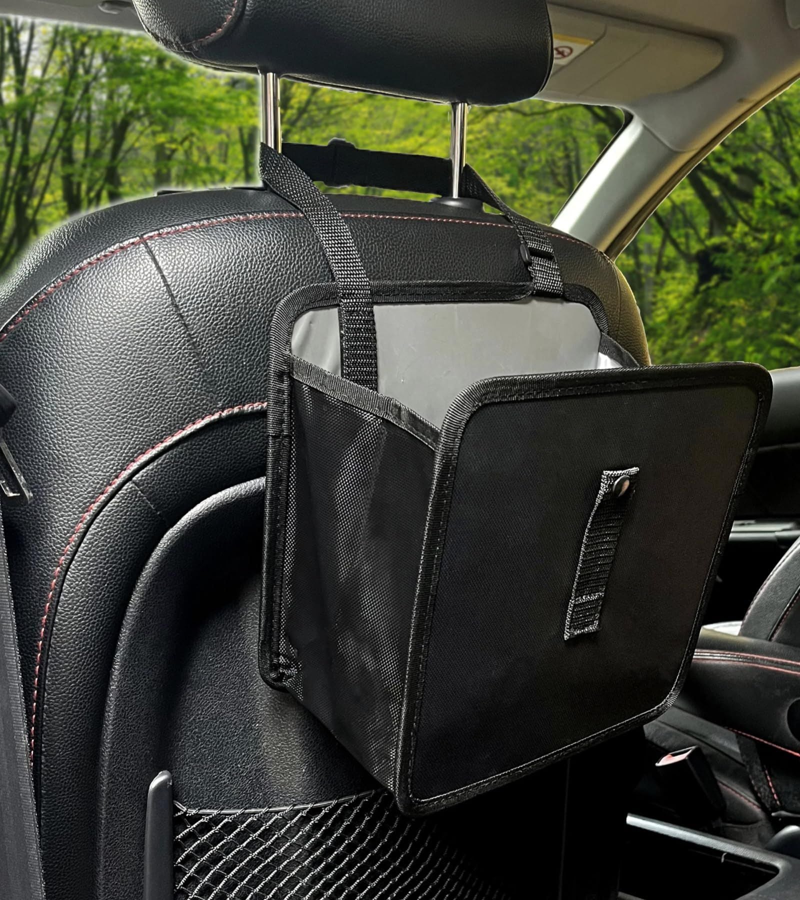 2pcs Foldable Car Trash Can, Hanging Waterproof Leakproof Trash Can Storage Bag for Car with Large Capacity, Car Interior Accessories