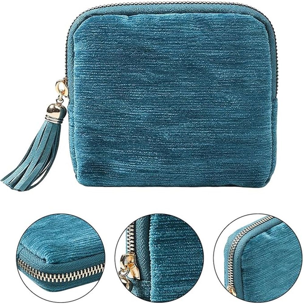 Small Travel Jewelry Case, Soft Velvet Organizer Pouch for Bangle, Bracelets, Large Earrings, Beaded necklace, Portable Jewelry Bag Holder for Travel & Everyday Use - Peacock Blue