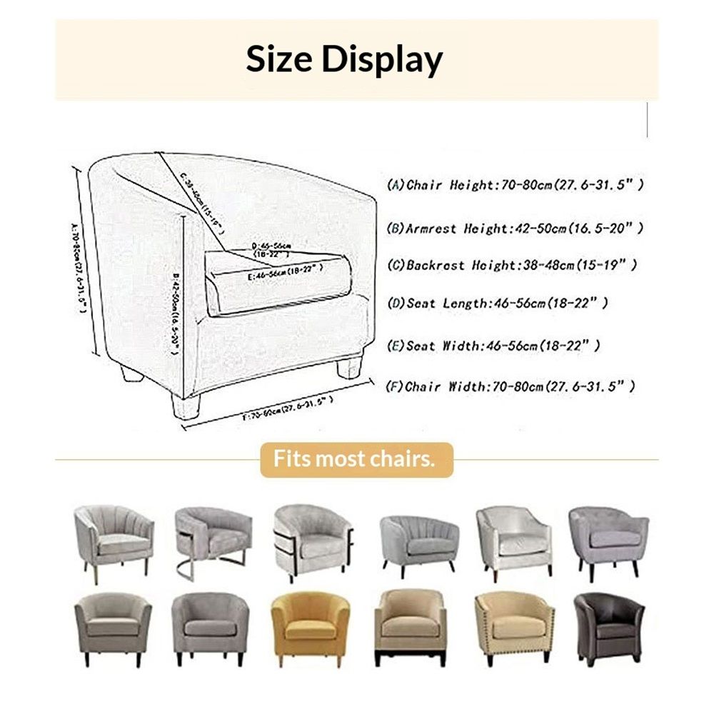 Chair Slipcover Stretch Barrel Chair Covers Printed Tub Chair Slipcovers Round Couch Covers Spandex Armchair Sofa Cover Removable Furniture Protector for Living Room