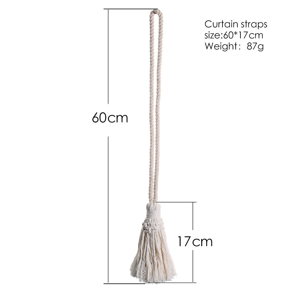 4pcs Curtain Ties, Boho Curtain Tiebacks, Cotton Rope Hand Woven Curtain Ties,Curtain Tie Backs for Home Office Living Room Bedroom Decor (white)