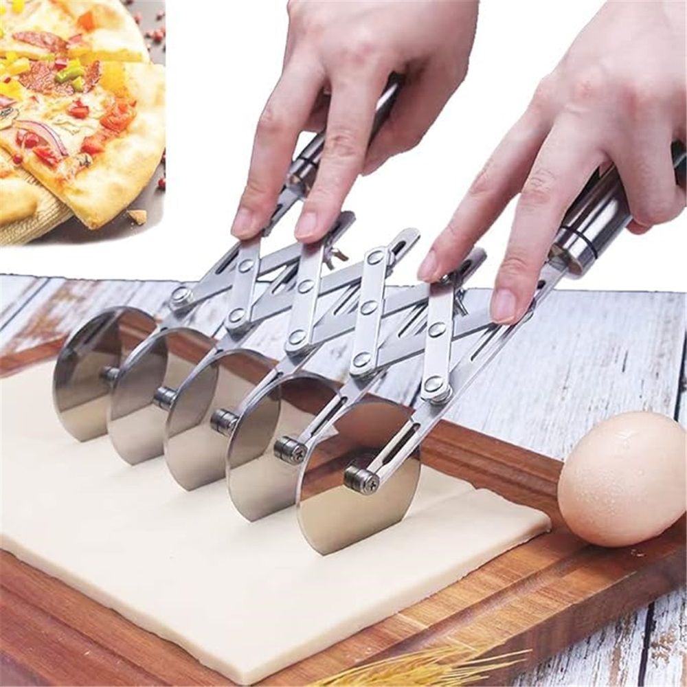 7-wheel pasta cutting tool, adjustable cutting wheel with handle, multiple stainless steel cutting tools, baking roller pizza cutting machine