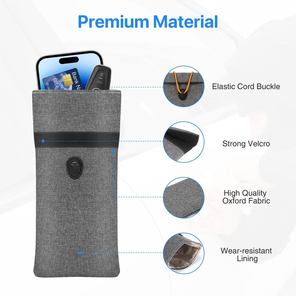 2pcs   Pouch for Car Keys and Smartphone, Key Signal Blocking Bag, Cell Phone Keyless Entry  Signal Blocking Bag（grey）