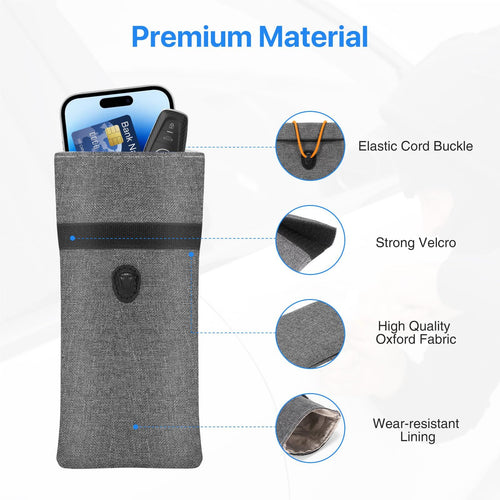 2pcs   Pouch for Car Keys and Smartphone, Key Signal Blocking Bag, Cell Phone Keyless Entry  Signal Blocking Bag（grey）