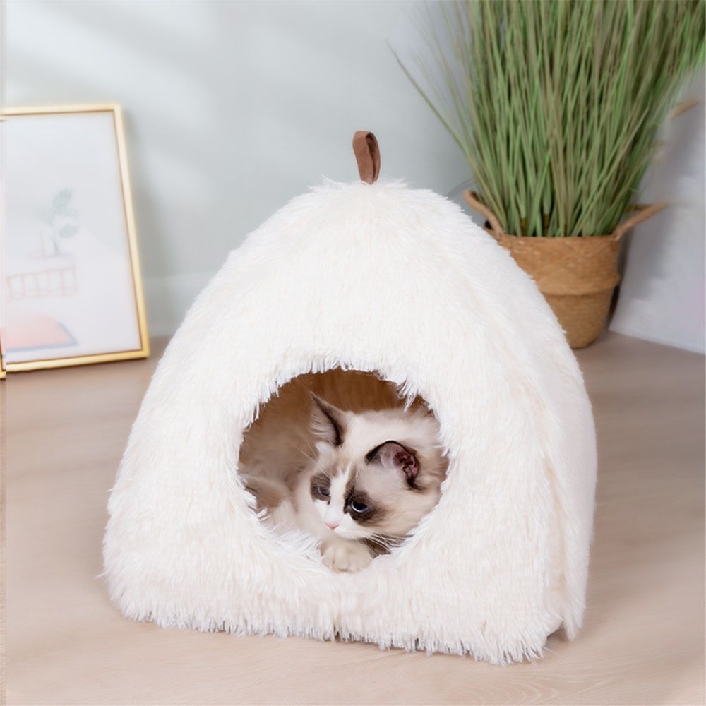 Rabbit Bed and Hideout, Warm Calming Cave Bed for Ferrets, Guinea Pigs, Hamsters and Other Small Animals (white S)