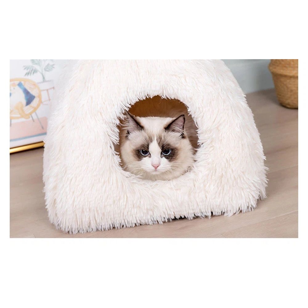 Rabbit Bed and Hideout, Warm Calming Cave Bed for Ferrets, Guinea Pigs, Hamsters and Other Small Animals (white S)