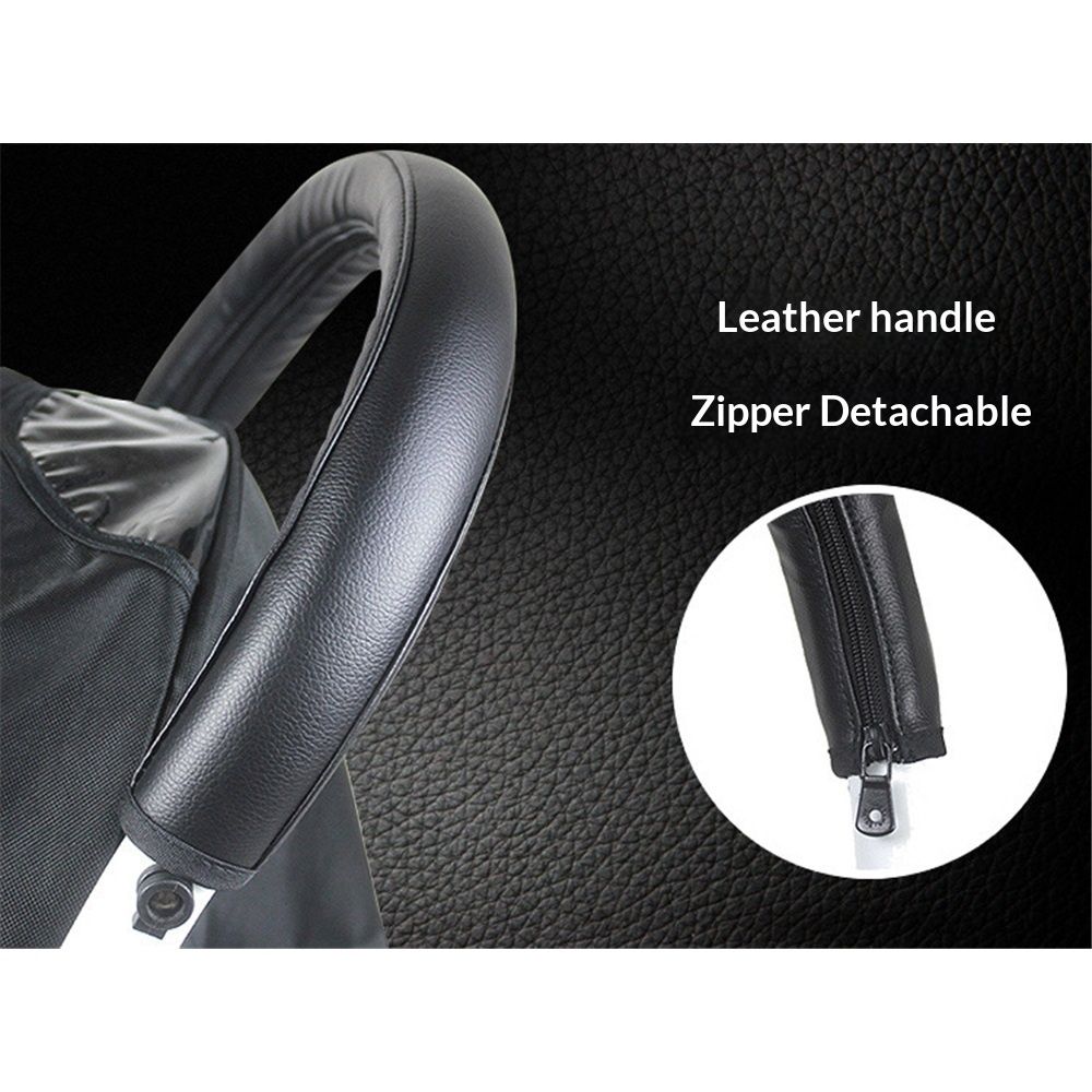 Leather Handle Sleeve Cover Compatible for ,Stroller Accessories,PU Sleeve Protect Case for  Armrest Bumper(Black)