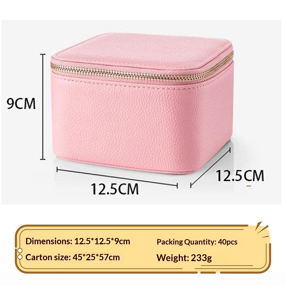 Travel Jewelry Box Organizer - 6 Small Zipped Pouches Pockets for Jewelries Necklaces Rings Earrings Sorting Storage,  Pink