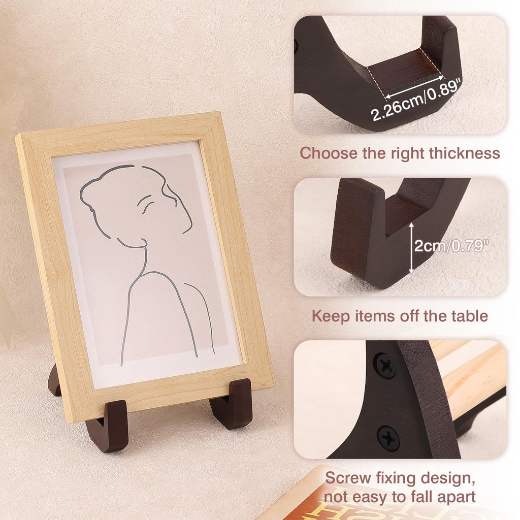 Wood Plate Stand for Display, Picture Frame Easels Stand Holder for Table Top, Display Holder for Photo Card Decorative Plate Artwork