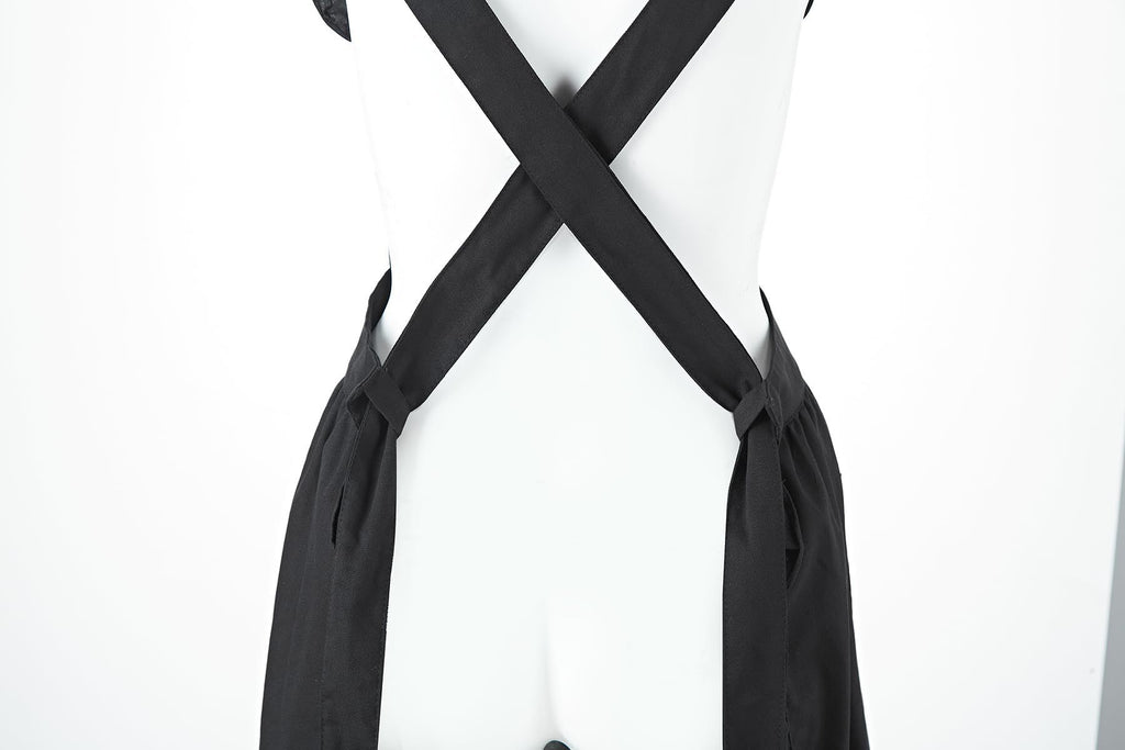 Cotton Linen Apron for Women Cross Back Smock Apron Pinafore Dress with Pockets for Kitchen Gardening Painting（grey）