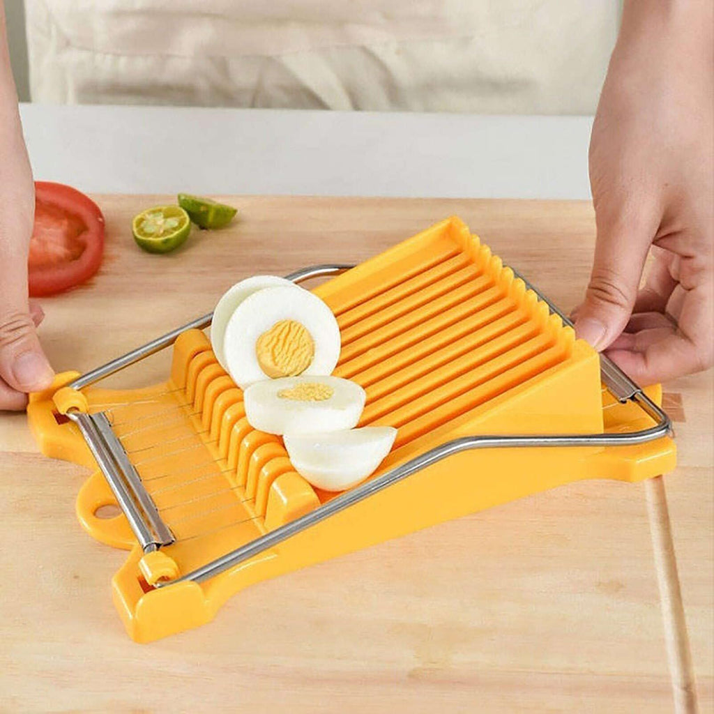 2 PACK Multi-purpose Stainless Steel Wire Boiled Egg Slicer,Cuts 10 Slicers for Luncheon Meat,Cheese,Butter,Banana,Avocados（yellow+white）