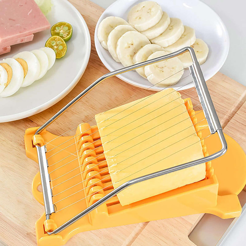 2 PACK Multi-purpose Stainless Steel Wire Boiled Egg Slicer,Cuts 10 Slicers for Luncheon Meat,Cheese,Butter,Banana,Avocados（yellow+white）
