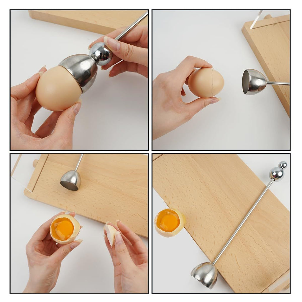 2pcs Egg Cracker Topper Cutter Stainless Steel Egg Shell Opener Separator Remover Egg Cracker Tool for Raw Eggs, Hard or Soft Boiled Eggs