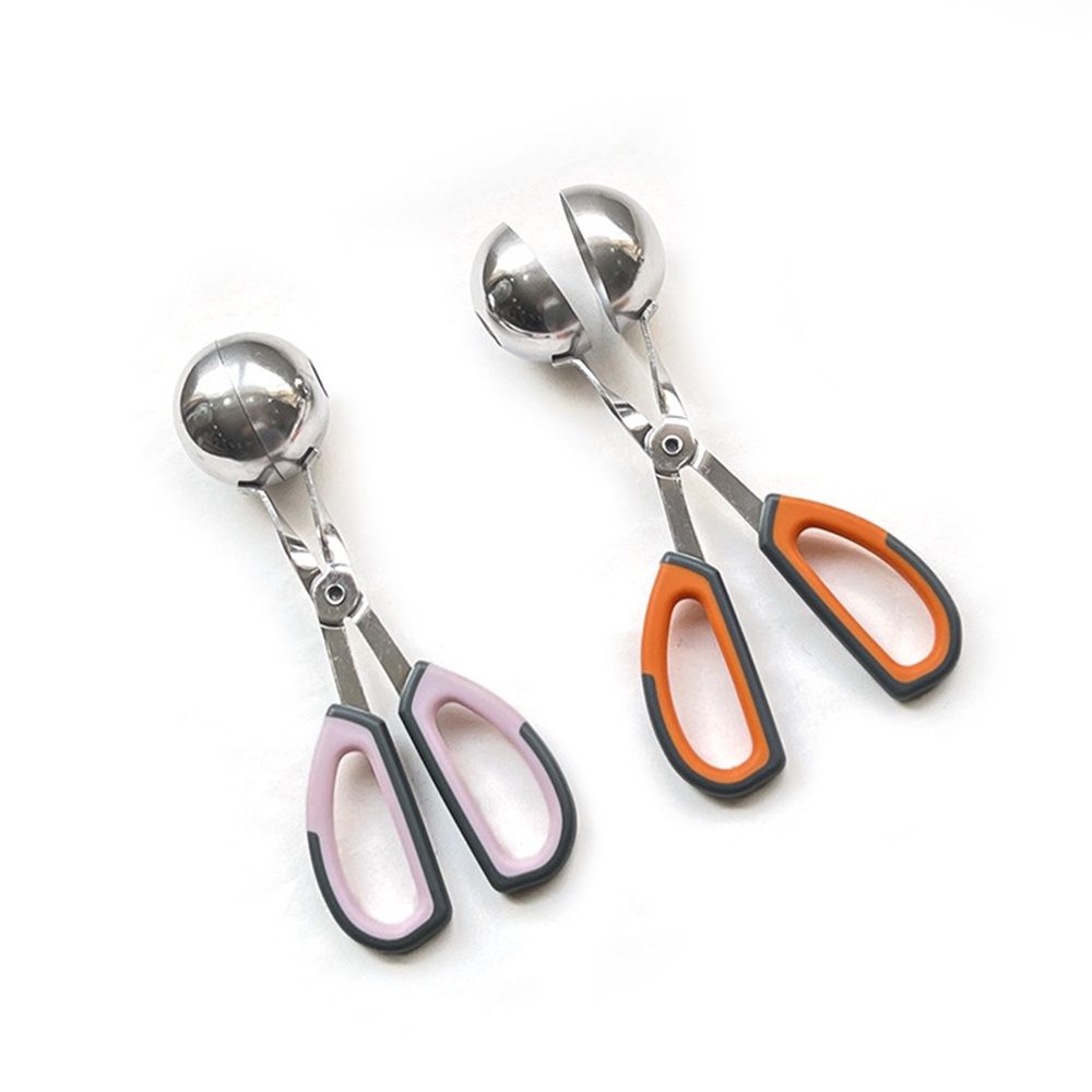 Meat Baller Tongs,Generic  Meatball Maker Scoops, Non-Stick, Stainless Steel , Anti-Slip Handles,2pcs Orange+Pink