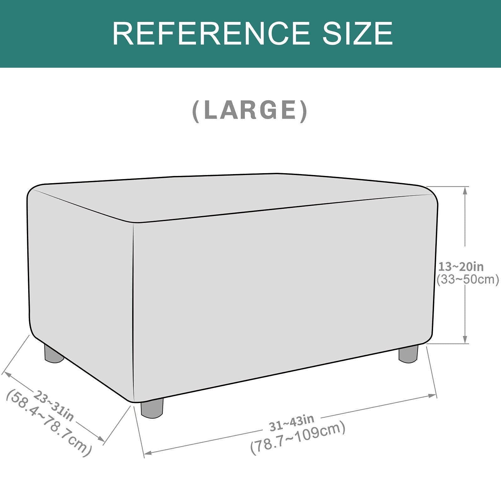 Rectangle Stretch Folding Storage Stool Protector Covers with Elastic Bottom for Living Room-(L, Camel)