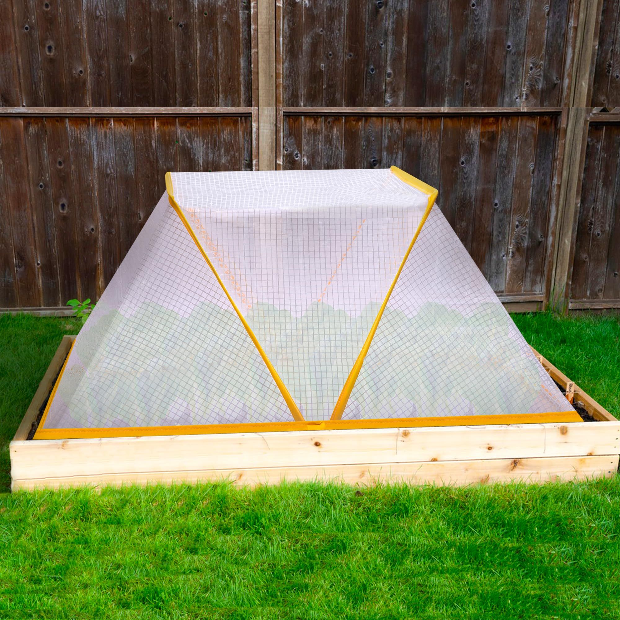 Foldable Raised Garden Beds Vegetable Rows Plant Protector, Plant Net Cage Guard Greenhouse Cover for Protecting Vegetable Fruit from Animals（white 49*38*22cm）