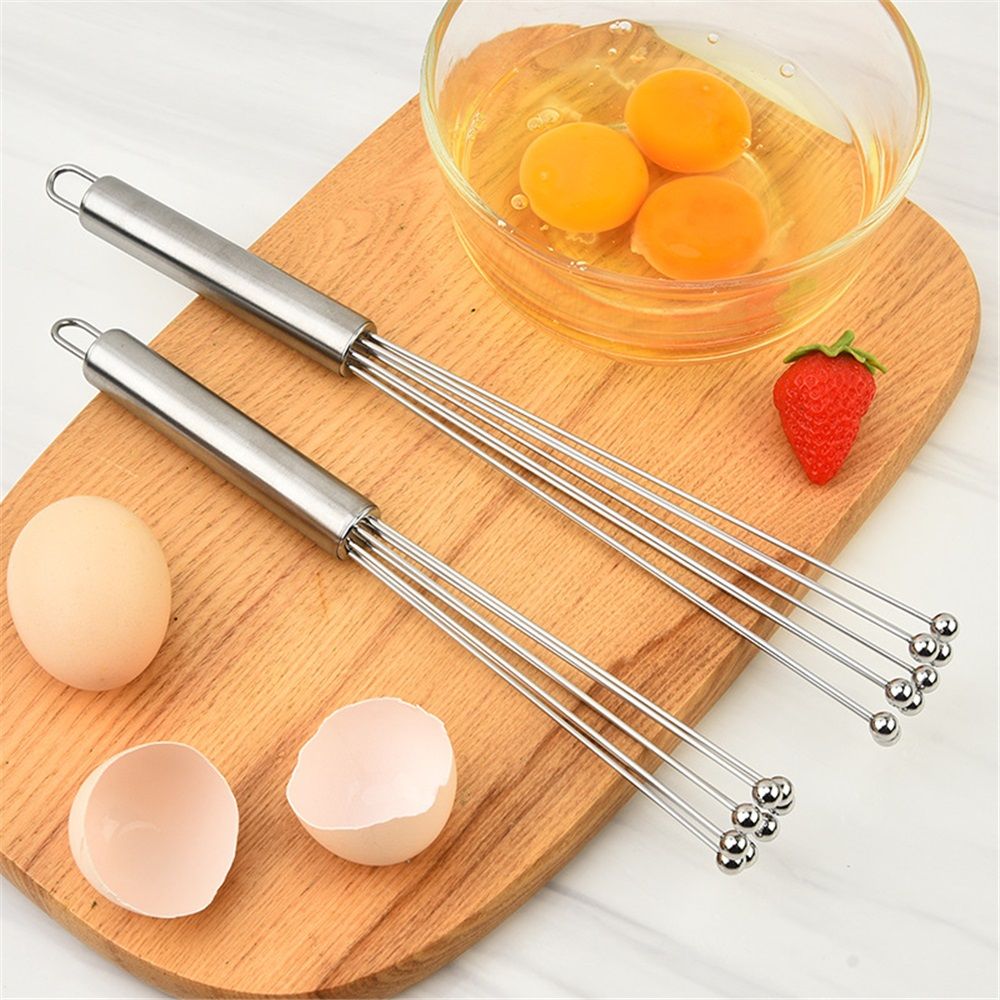 2 Pieces Stainless Steel Ball Whisk Wire Egg Whisk Set Kitchen for Cooking, Blending, Whisking, Beating, Stirring(10 Inch and 12 Inch)