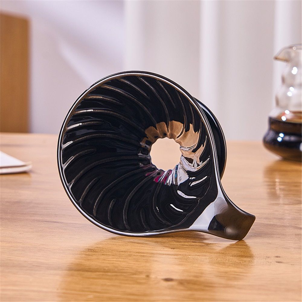 Pour Over Coffee Maker, Single Cup Coffee Dripper, Manual Porcelain Slow Brewing Accessories for Travel, Camping, Office, Home, Cafe, Coffee Gifts (Black)