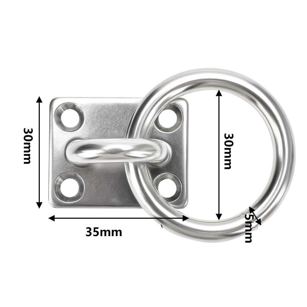 2Pcs M5 Stainless steel hook rope pull ring/square eye plate/marine deck hardware rigging/door buckle yacht accessories Screws Included