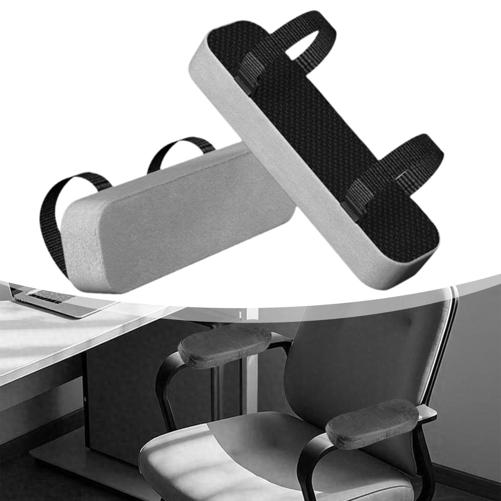 Chair Armrest Pads (2 Pack),Office Chair Arm Rest Covers Comfy Computer Gaming Elbow Cushion Removable Washable Elbow Support Forearm Pressure Relief, Gray