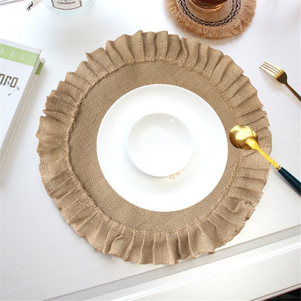 4pcs Handmade Round Table Placemats - Vintage Mats for Parties, Dining Table, Coasters - Decorative Placemats -