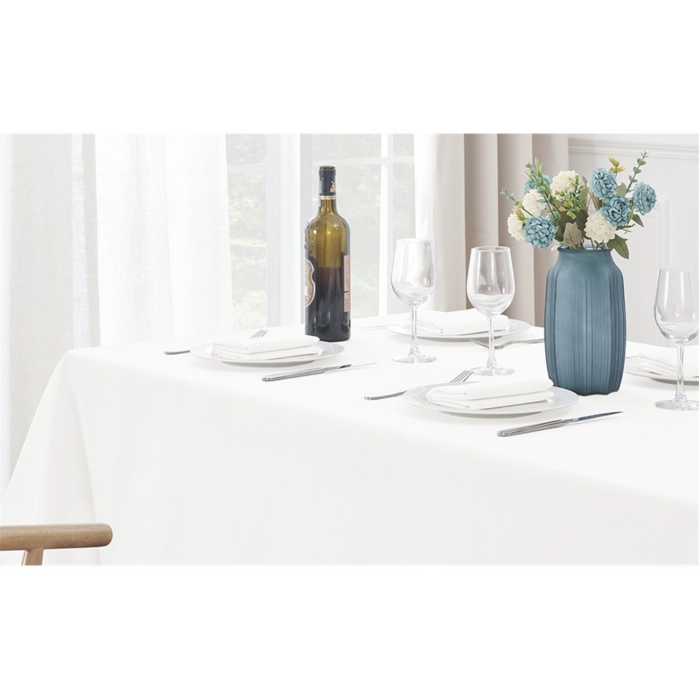 Rectangle 80*120cm Linen Textured Table Cloth Stain and Wrinkle Resistant Washable Polyester, Decorative Table Cover Waterproof for Dining, Buffet and Camping, White