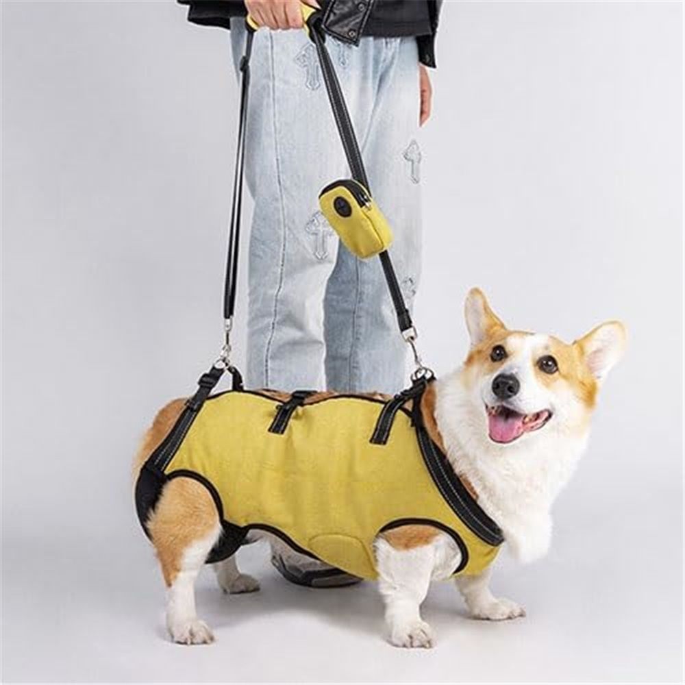 Dog Lift Harness Full Body Support & Recovery Sling Pet Lift Vest Mesh Adjustable Straps with Handle for Old, Joint Injuries, Arthritis,Disabled Dogs Walk(Yellow,S)