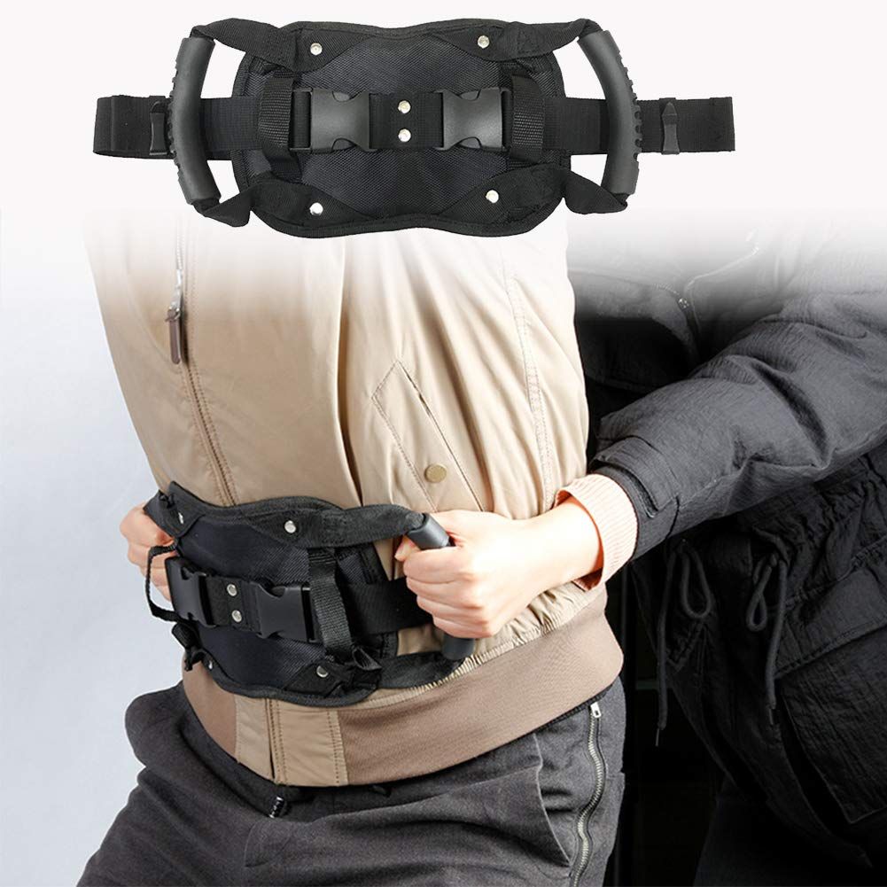 Motorcycle Backseat Handle, Adjustable Reinforce Buckle Bandage, Waist Belt Black Backseat Handle, Passenger Seat Grip Strap Motorcycle Accessory, for Children Motorcycle Passenger