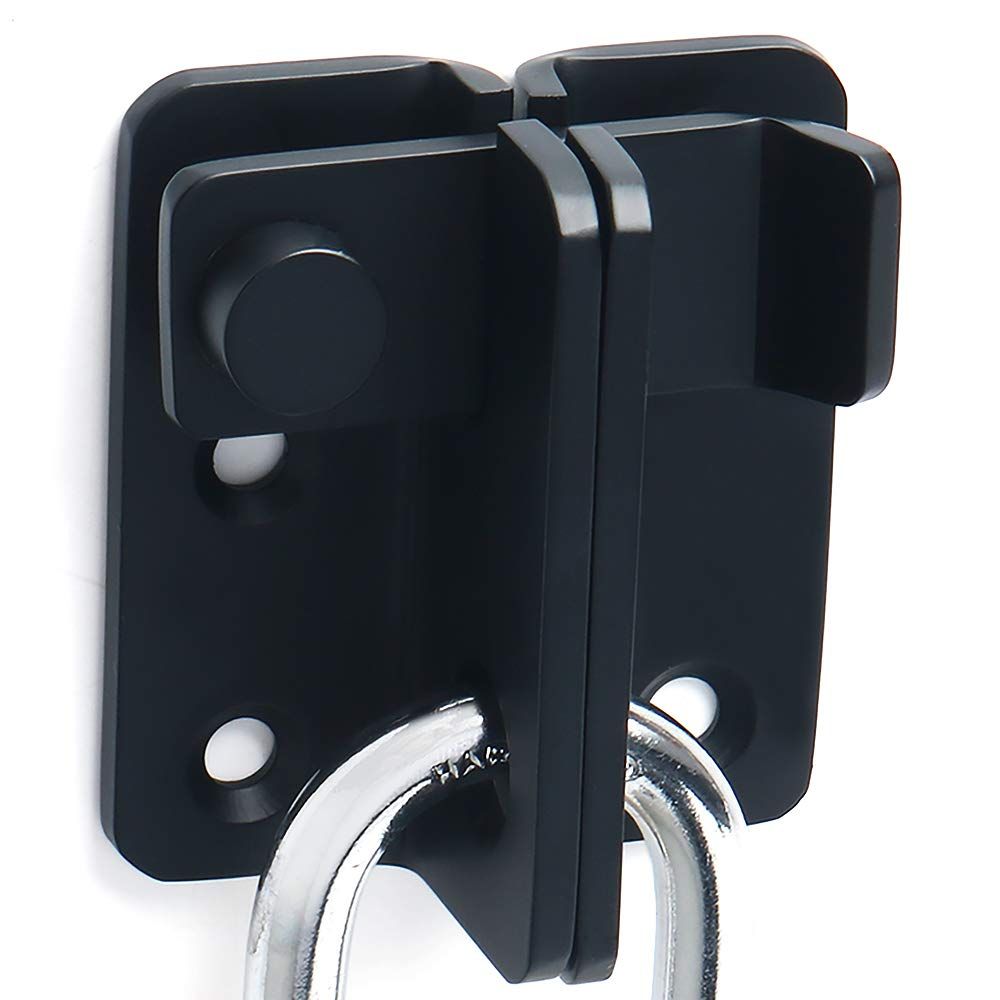 2pcs Flip Latch Gate Latch with Padlock Hole,Stainless Steel Barn Door Lock Sliding Door Bolt Latch Safety Door Lock Catch for Toilet Barn Fence Garage Door Pet Room black（Small size left opening）