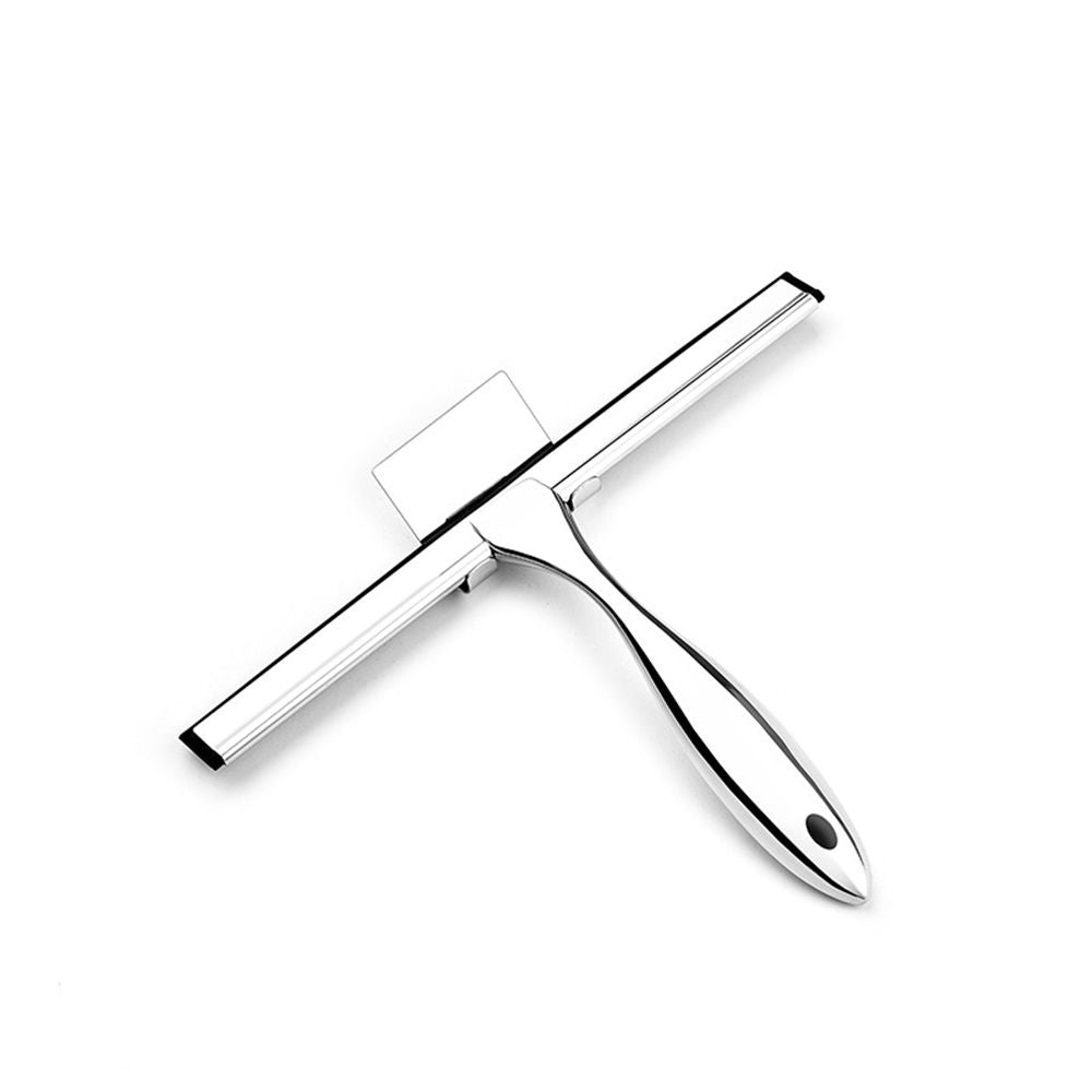 All-Purpose Shower Squeegee for Shower Doors, Bathroom, Window and Car Glass - Stainless Steel, （Scraper+Square Adhesive Hook）