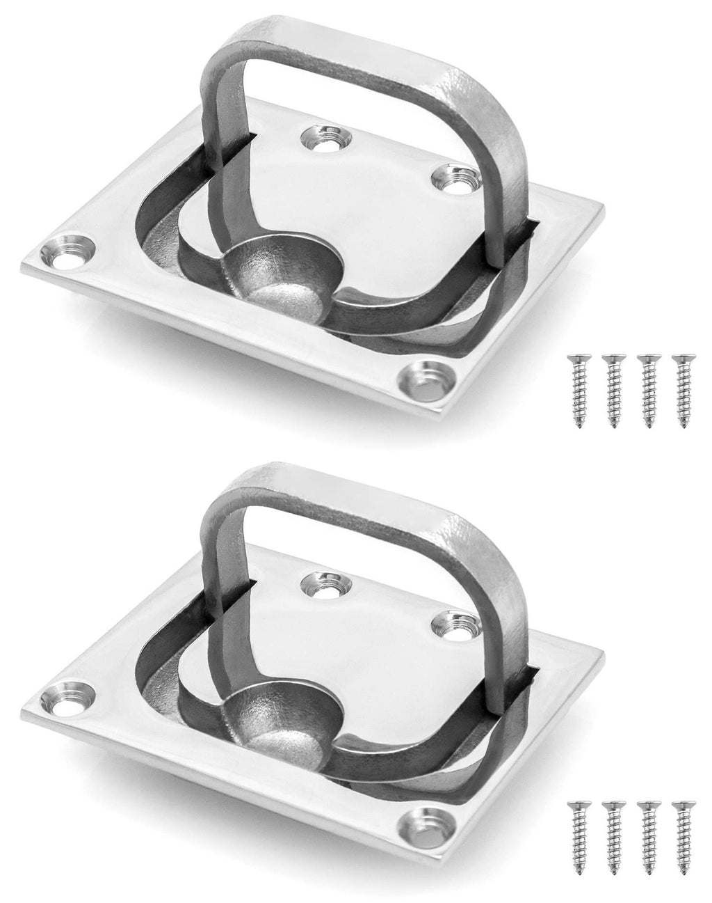 Stainless Steel Hatch Pull Flush Lift Solid Boat Ring Hatches Handles for Boat Deck Hatch Flush Ring Pull Home Furniture Drawer Cabinet Recessed Lid Handle (2 Pack)