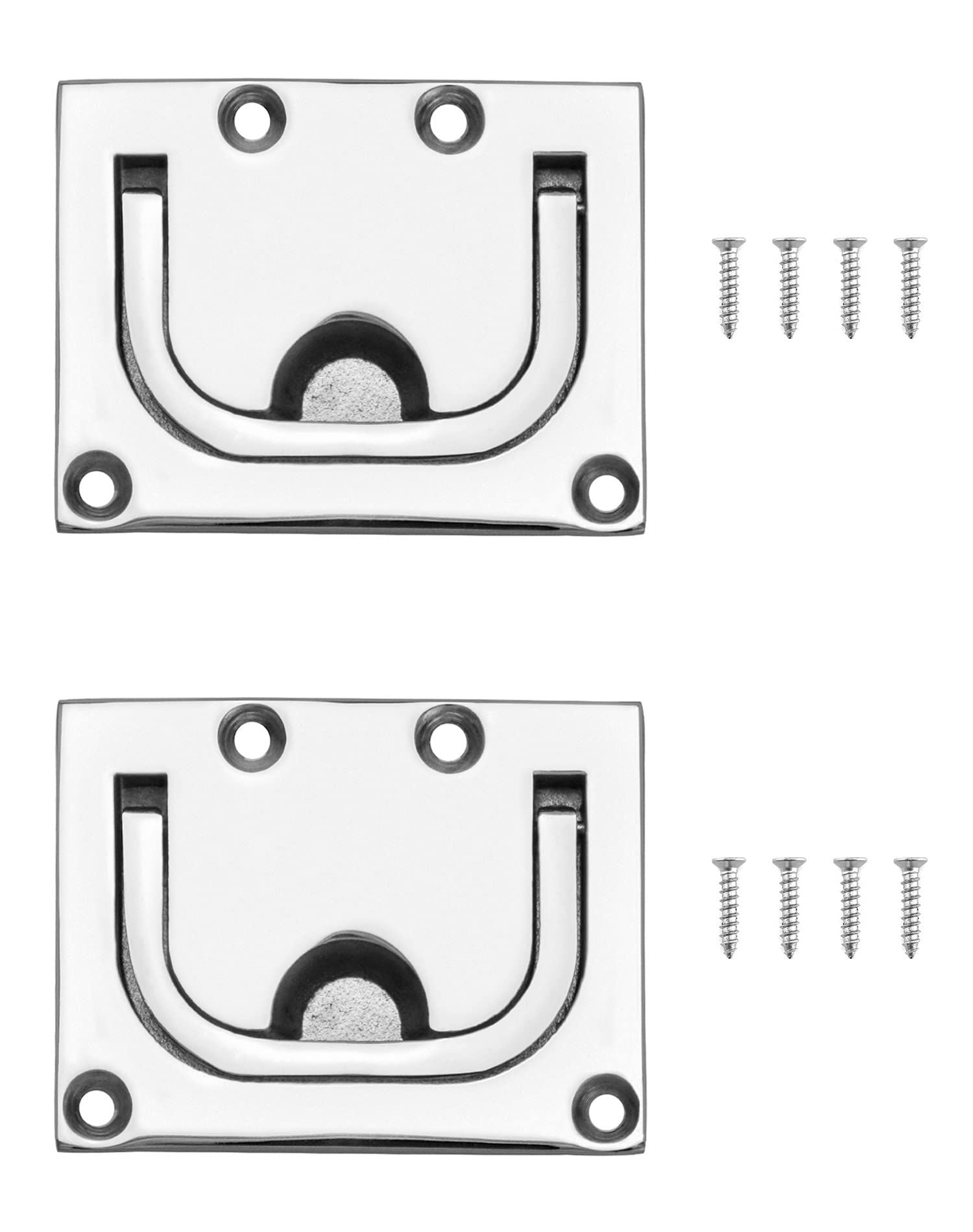 Stainless Steel Hatch Pull Flush Lift Solid Boat Ring Hatches Handles for Boat Deck Hatch Flush Ring Pull Home Furniture Drawer Cabinet Recessed Lid Handle (2 Pack)