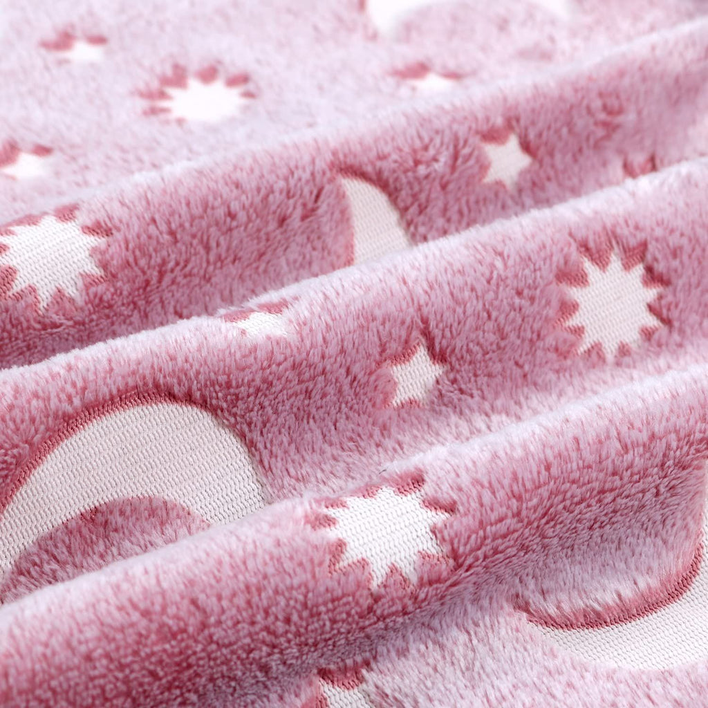 Super Soft Fuzzy Plush Flannel for Girls and Boys Sleeping Snuggle Blanket,All Seasons for Bed or Sofa,152*127CM (Pink Moon)
