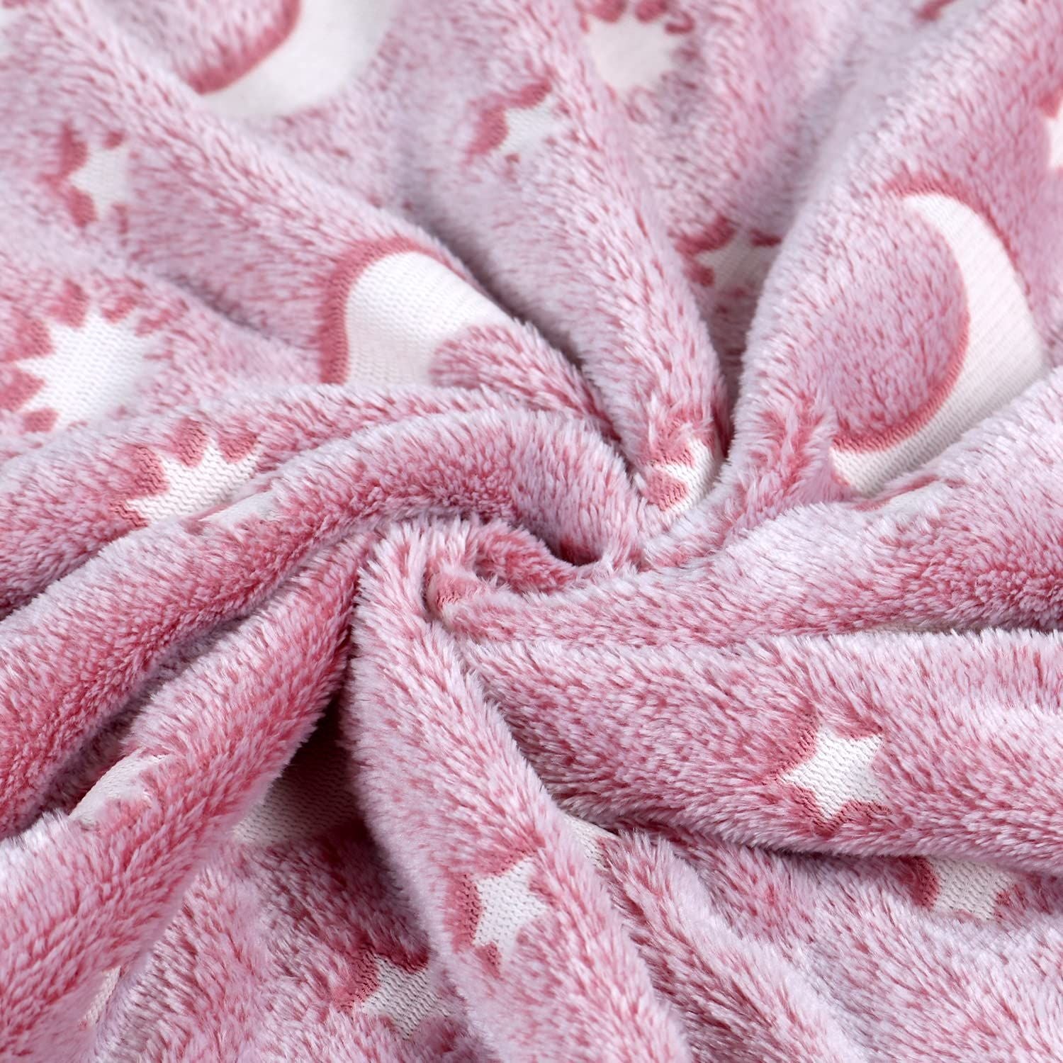 Super Soft Fuzzy Plush Flannel for Girls and Boys Sleeping Snuggle Blanket,All Seasons for Bed or Sofa,152*127CM (Pink Moon)