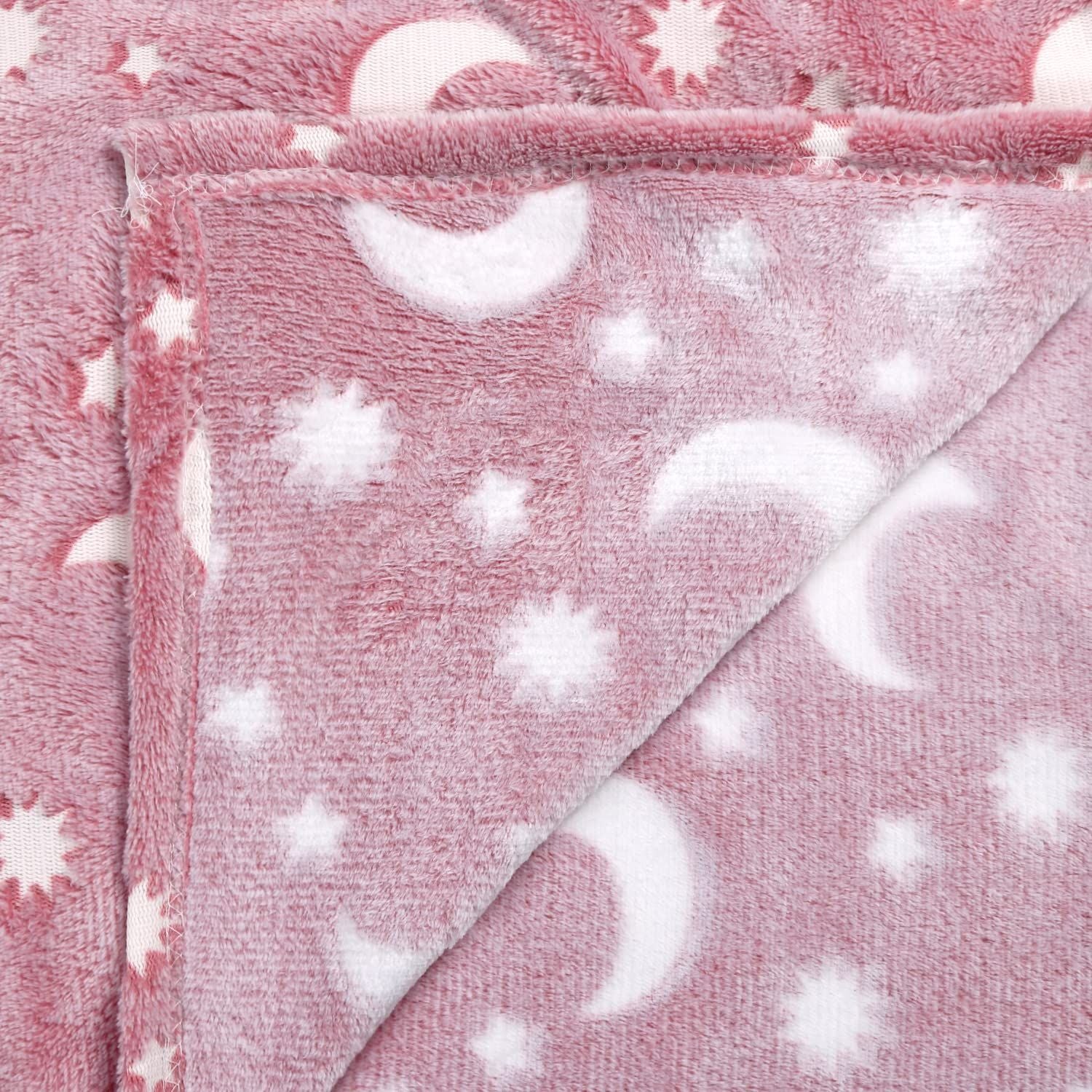 Super Soft Fuzzy Plush Flannel for Girls and Boys Sleeping Snuggle Blanket,All Seasons for Bed or Sofa,152*127CM (Pink Moon)