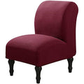 Armless Accent Chair Slipcovers Stretch Red Wine Removable Chair Covers Non Slip Washable Furniture Protector for Home Hotel