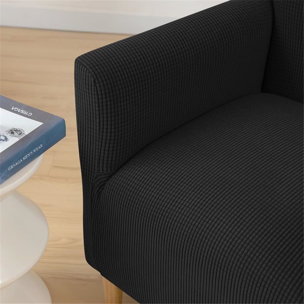 Stretch Chair Covers Banquet Armchair Slipcovers Knitted Armchair Sofa Covers Chair Slipcover Anti-Slip Furniture Protector for Living Room Friendly for Kids Pets (Black)