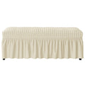 Elastic dining chair cover, soft sofa cover, detachable and washable dining room sofa cover with skirt, suitable for banquet bedrooms (M, beige)