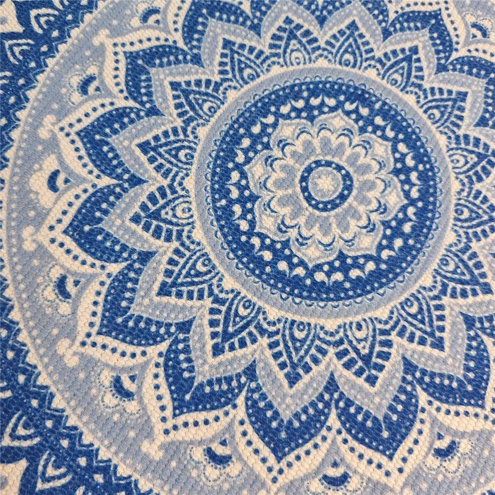 Bohemian countryside circular placemat, suitable for dining tables with tassels, 50cm, used for kitchen dining tables and coffee tables（blue）