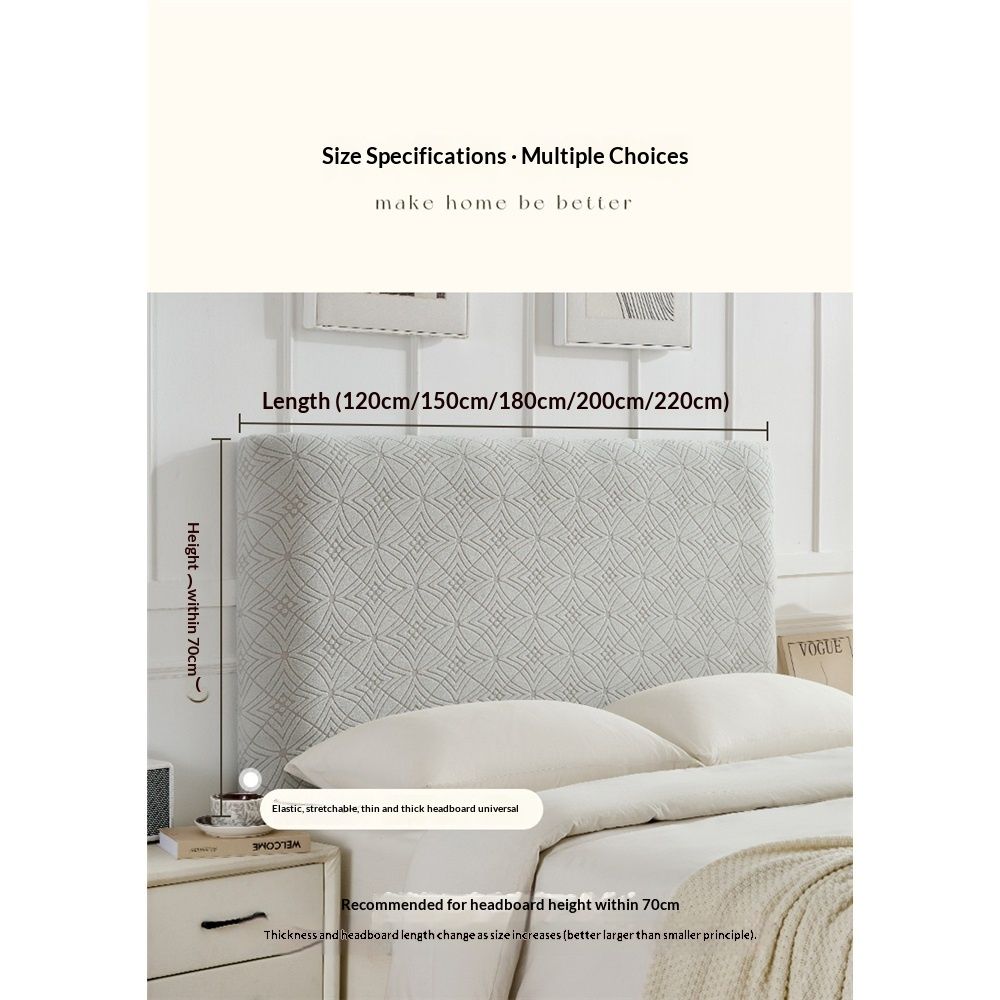 Elastic headboard cover suitable for flip cover of bed headboard, jacquard headboard dust protection cover for bedroom decoration（light gray 1.5m）