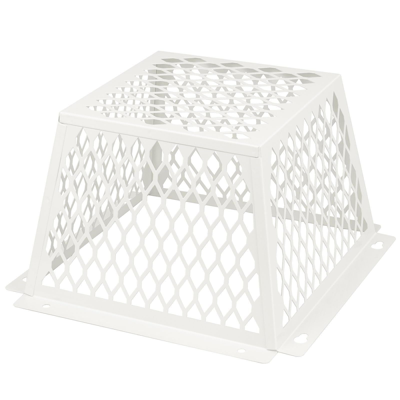 Dryer Vent Bird Guard,Dryer Vent Cover Guard for Most 3" to 4" Bathroom Exhaust Fan Ventilation Cover,7"Lx7"Wx5"H Steel Ventilation Bird Cage for Exhaust Fan Cover,White