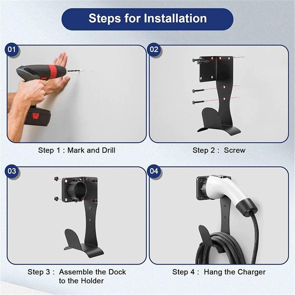 for  Charger Holder Wall-Aligned Mount Space-Saving,Stainless steel car charger holder hanging charger cable& Plug Holster Dock forConnector