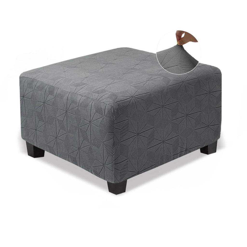 Cover Rectangle Large Thick Stretchable Slipcover for Square and Rectangle Furniture Protector Footstool Cover for Living Room Decor,Dark Grey,S