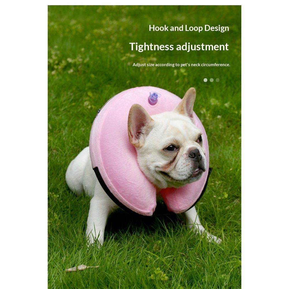Inflatable Dog Cone Collar for After Surgery, Doggie Neck Blow up Donut Recovery ECollar, Soft Adjustable Dog Cone for Small Medium Large Dogs and Cats (S, Pink)